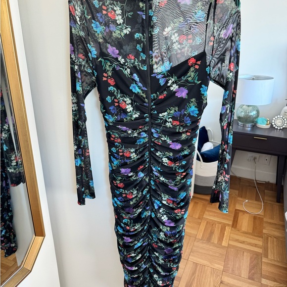 NWT Alice + Olivia Delora Floral Long Sleeve Ruched Turtleneck Dress - Picture 6 of 7